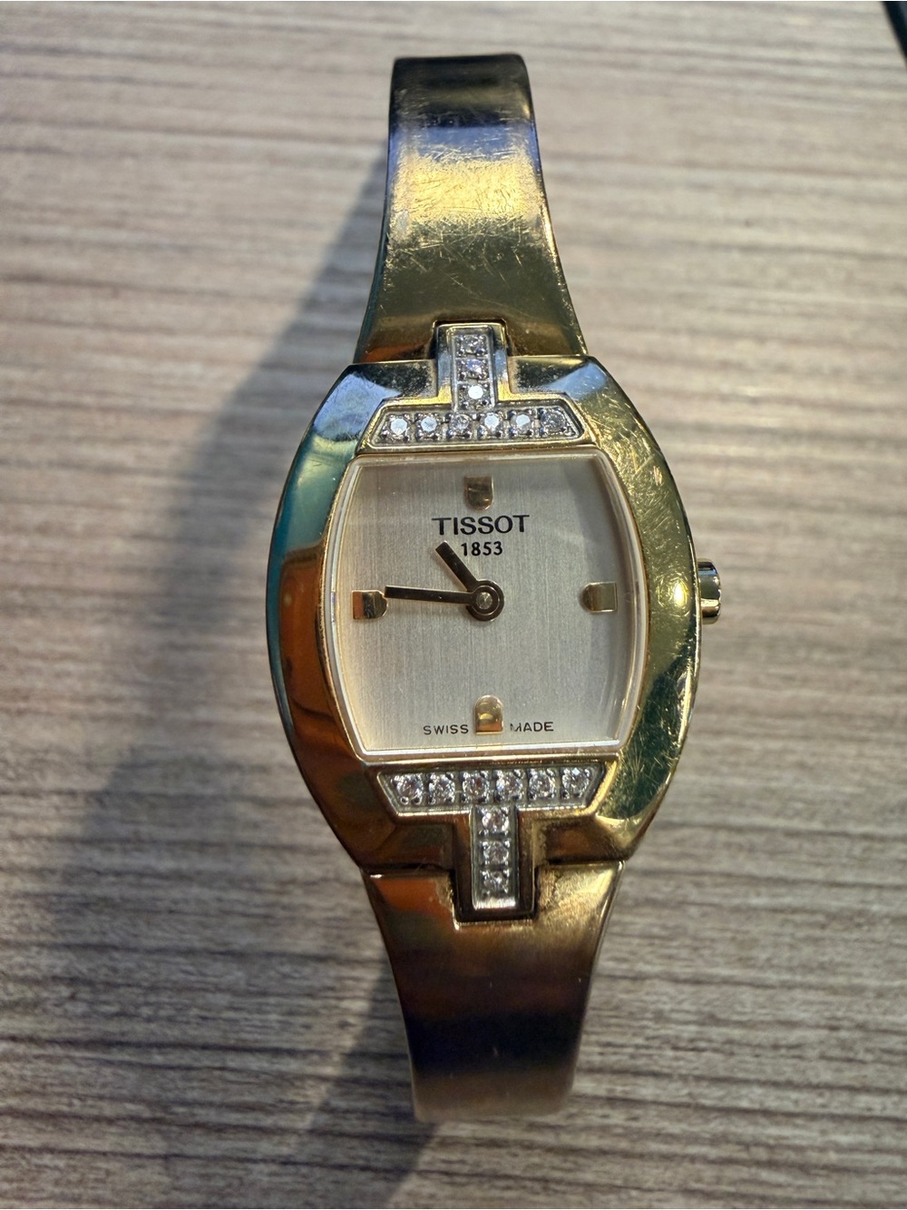 Tissot Gold Tone Bracelet Watch with Crystal Accents
